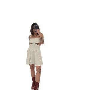 Edikted Cream Strappy Mini Dress